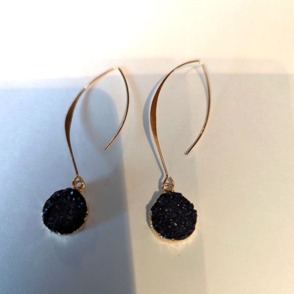 Black druzy earrings